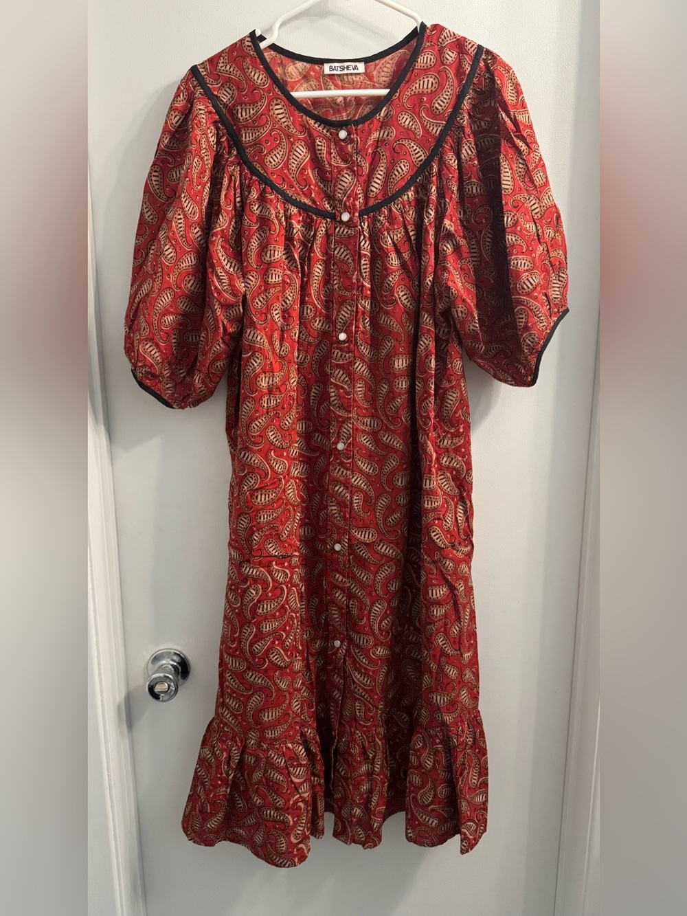 Batsheva Red Paisley Snap Housedress